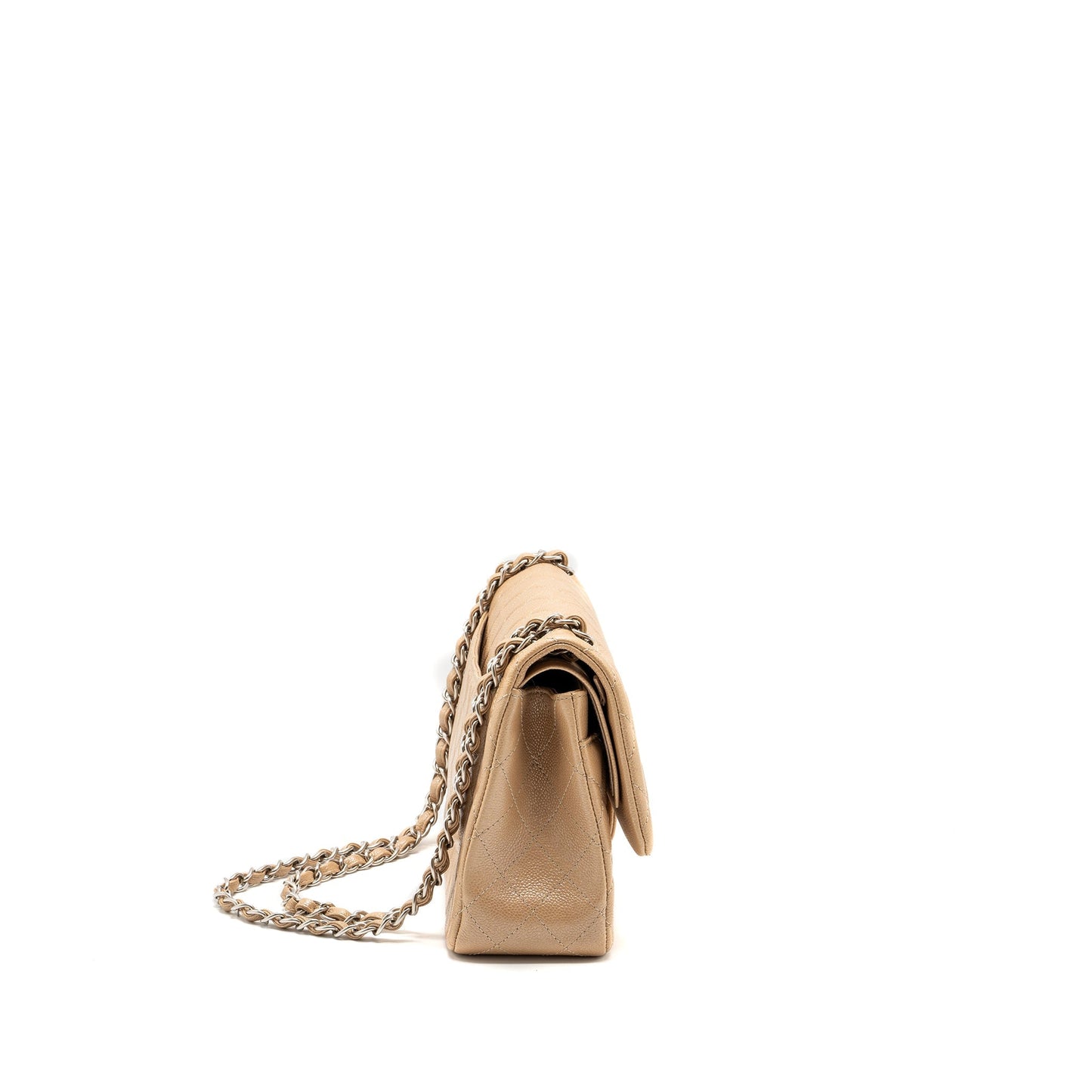 Chanel classic jumbo double flap bag caviar iridescent beige brushed