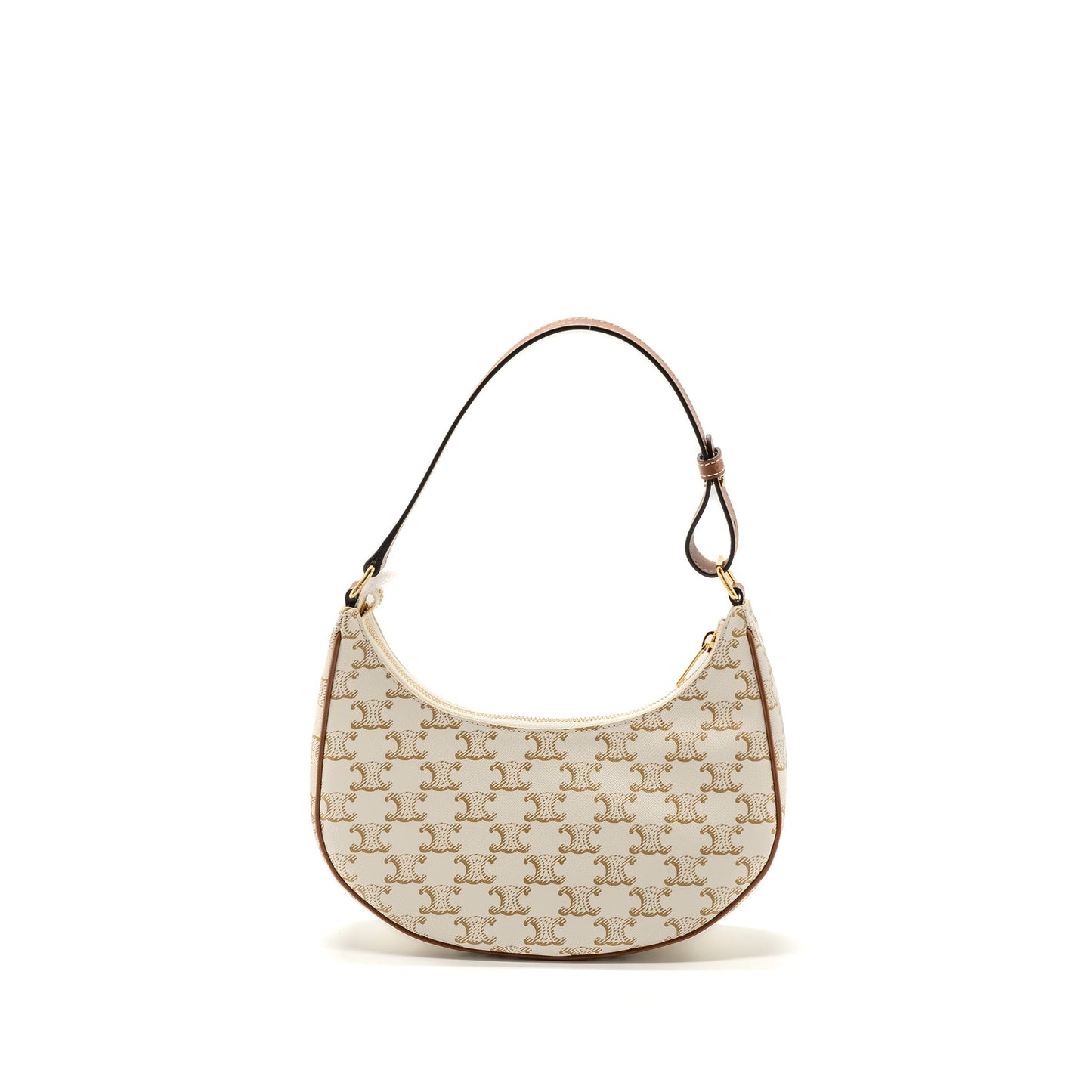 Celine Ava Purse Triomphe Canvas/ Calfskin White
