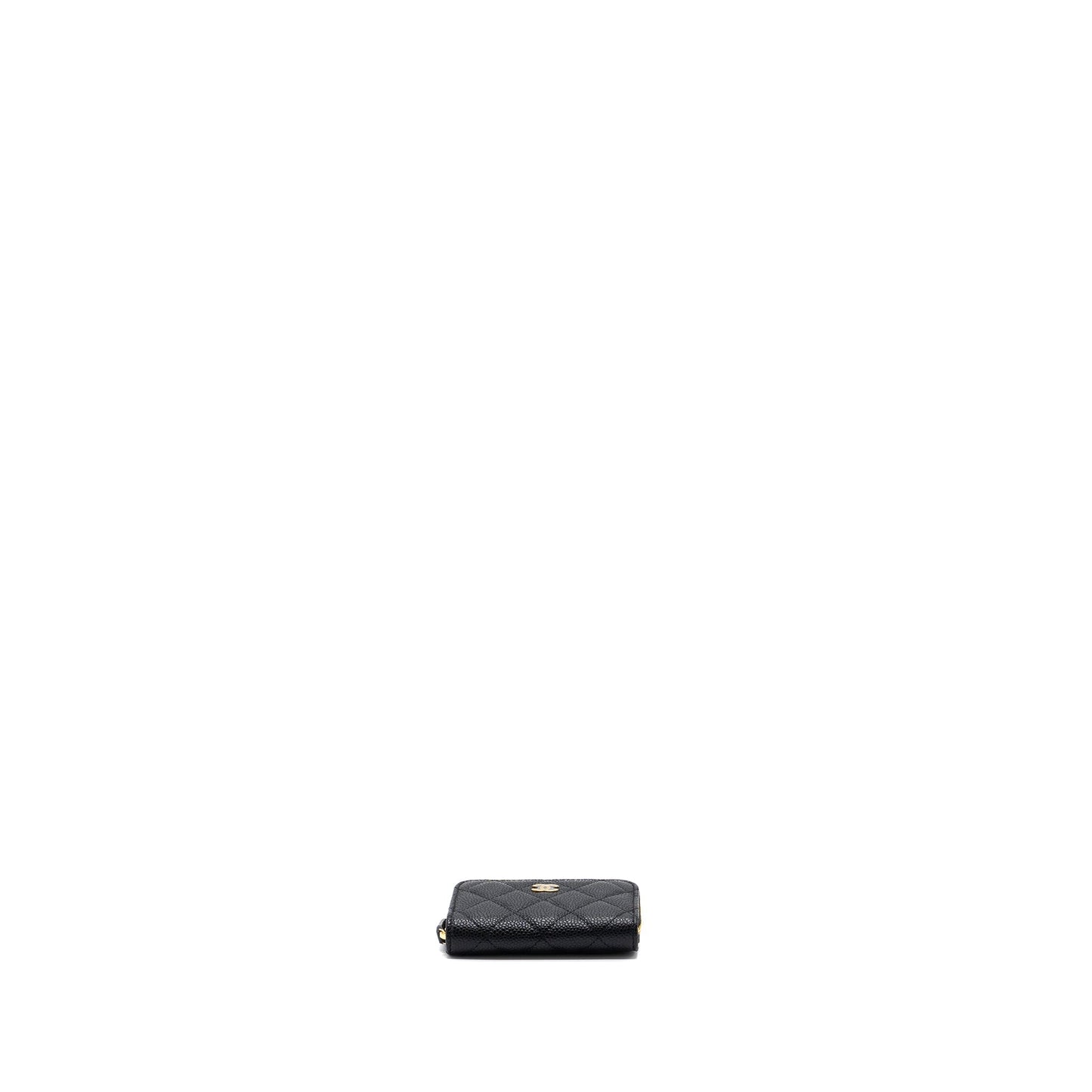 Chanel quilted zipper card holder caviar black  (microchip)