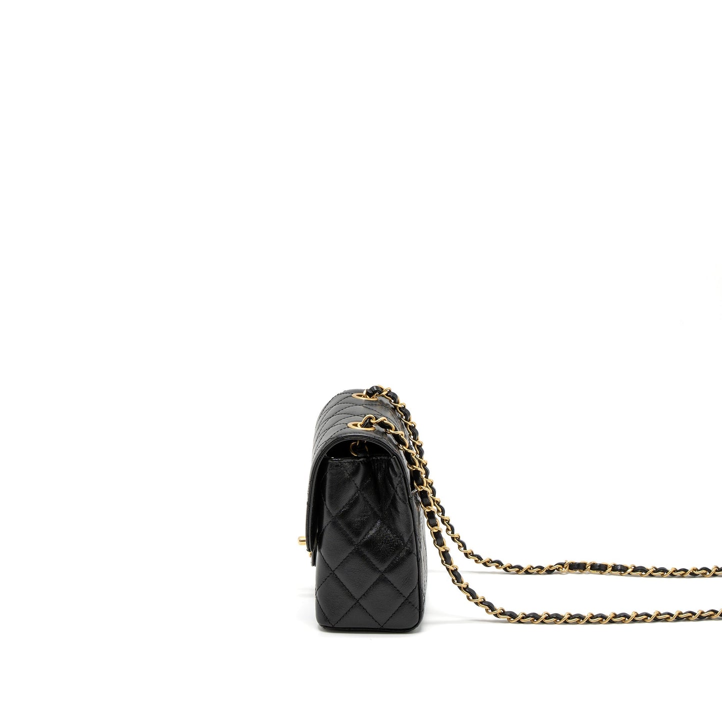 Chanel 22K Retro New Classic Square Mini Flap Bag Goatskin Black Brushed  (Microchip)