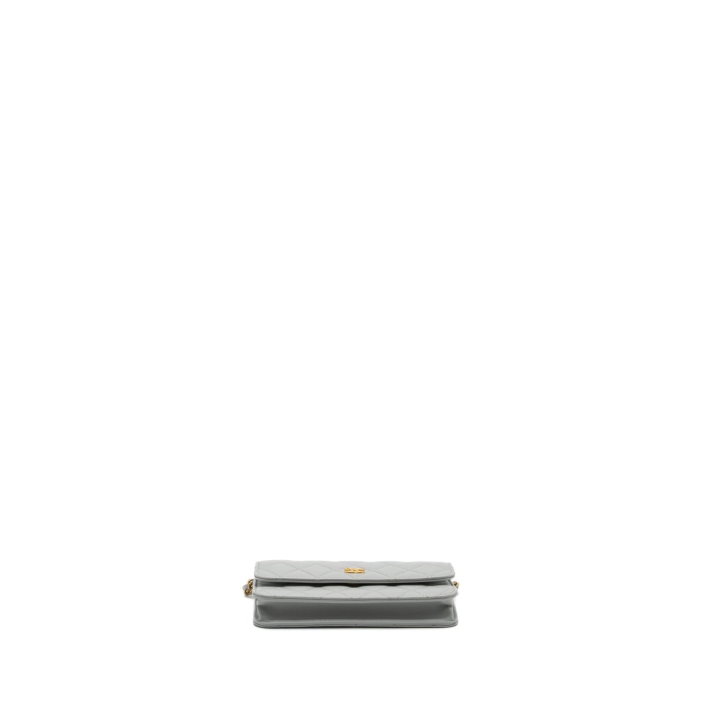 Chanel Pearl Crush Mini Wallet On Chain Lambskin Light Grey Brushed (Microchip)