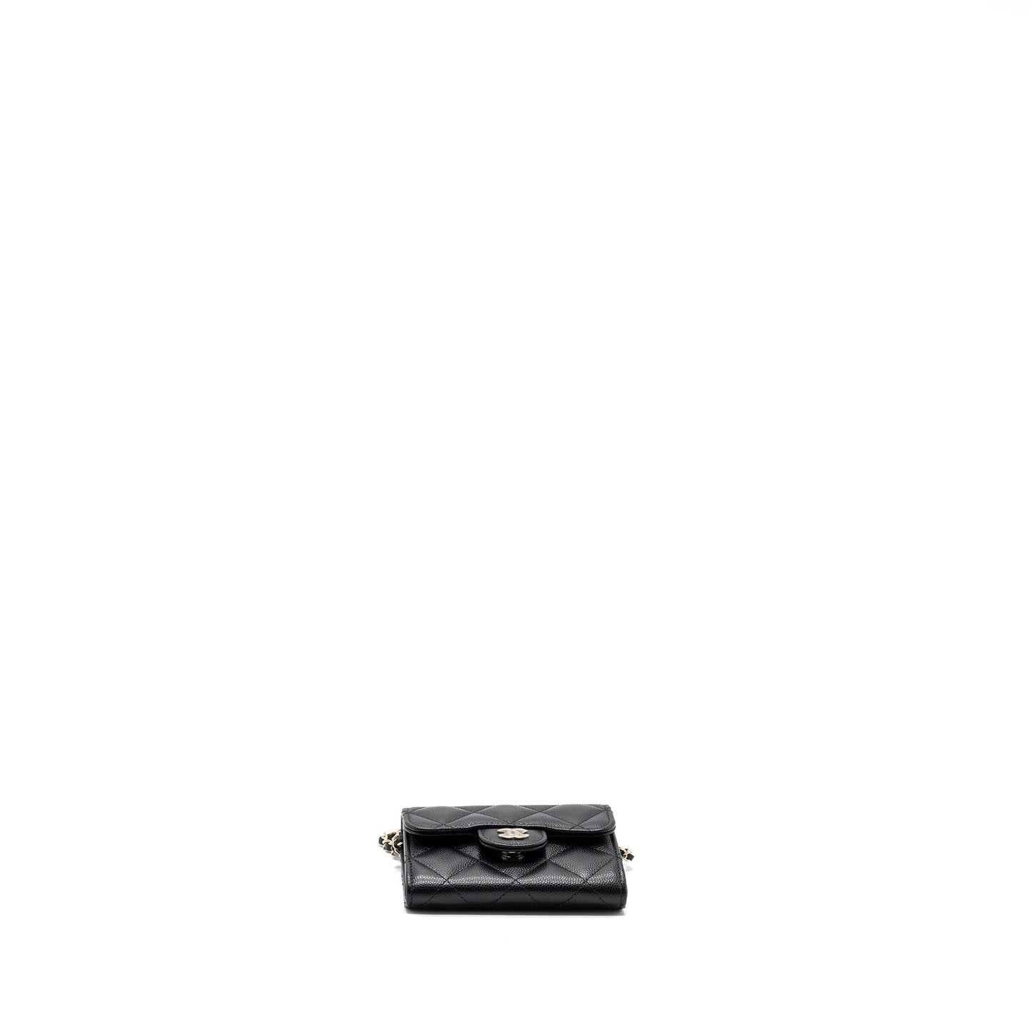 Chanel Card Holder With Chain Caviar Black L