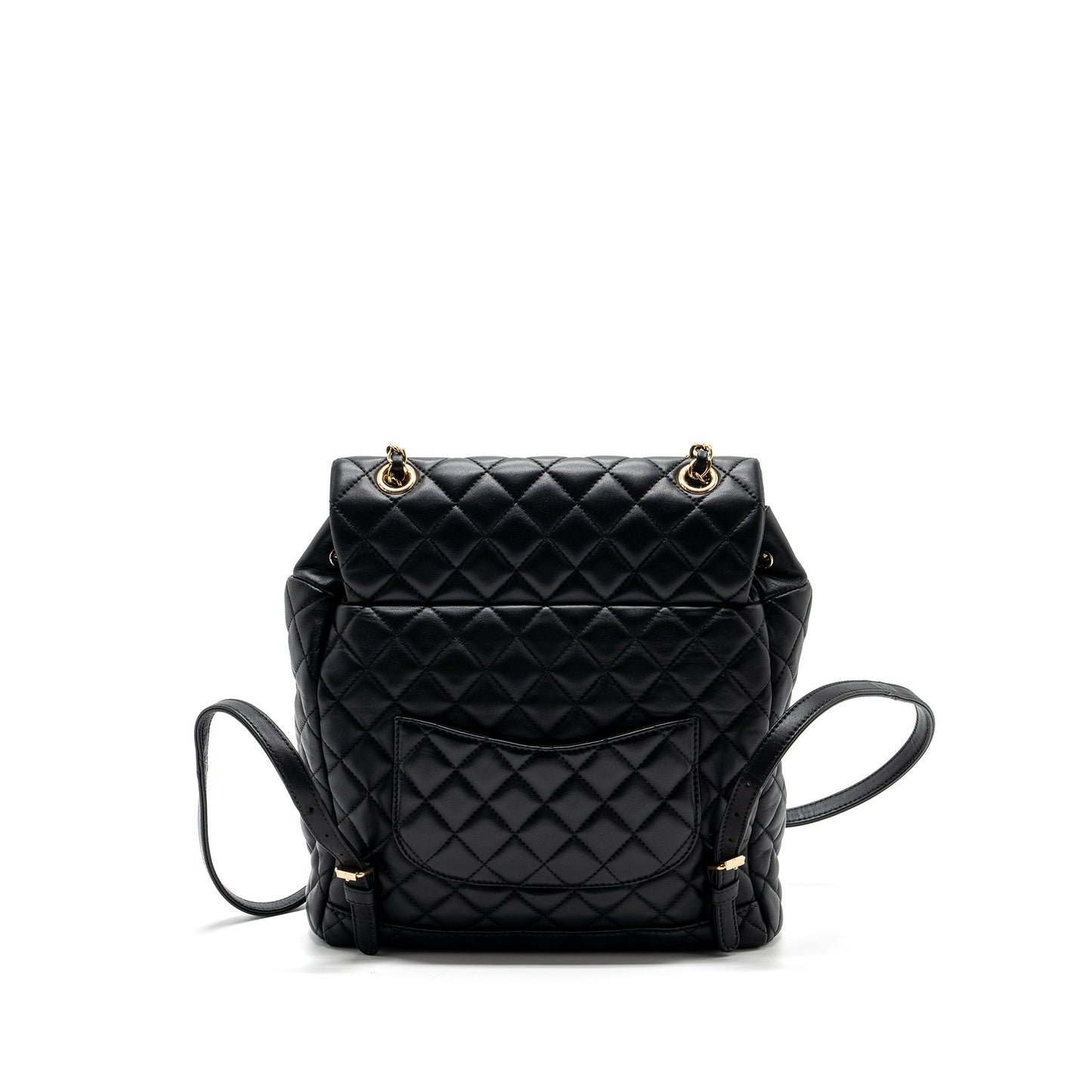 Chanel quilted flap backpack lambskin black