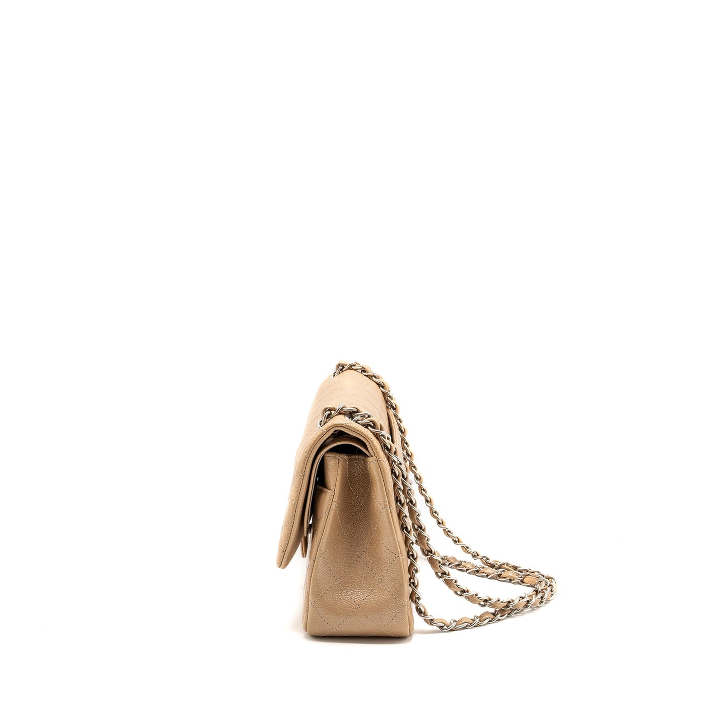 Chanel classic jumbo double flap bag caviar iridescent beige brushed