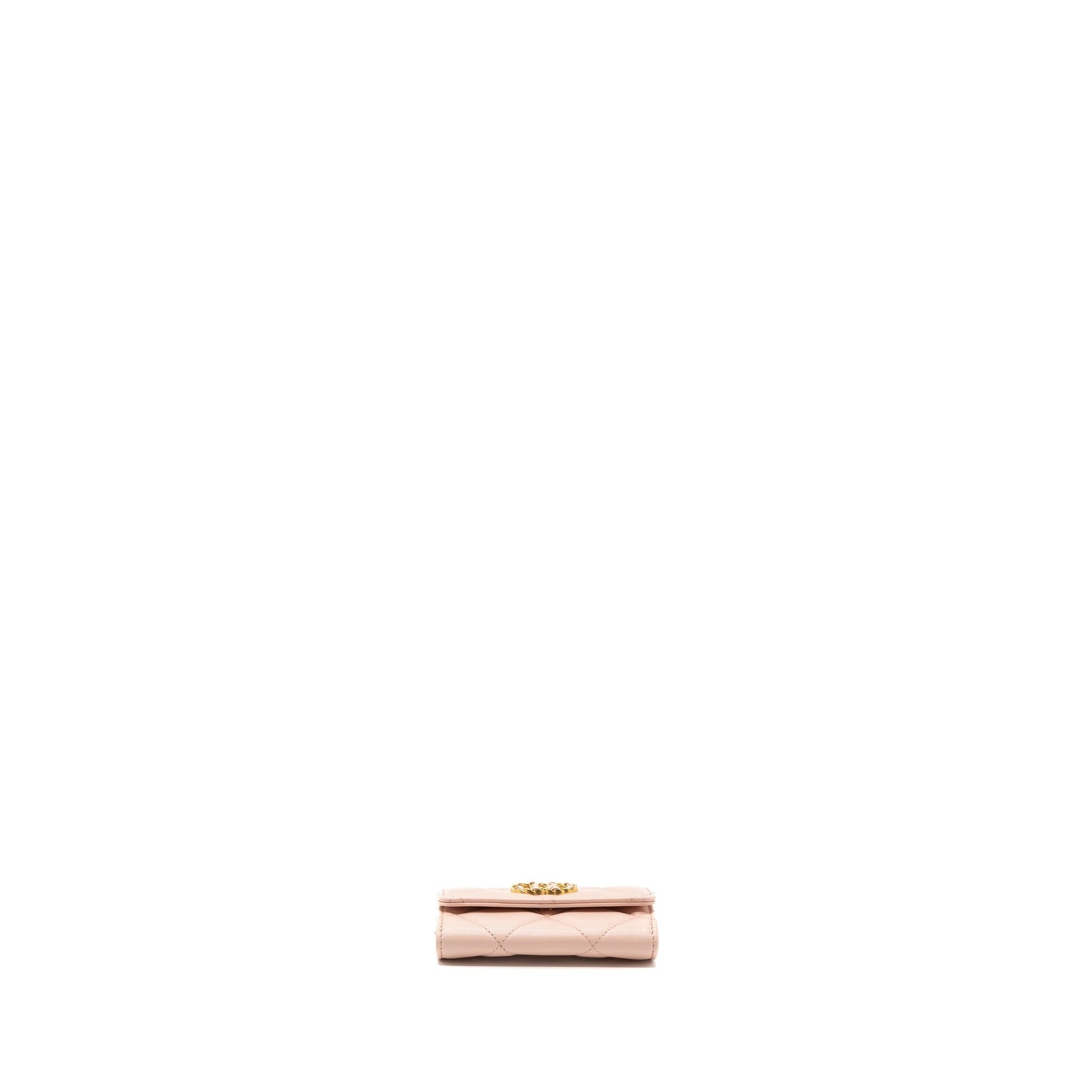 Chanel 19 Card Holder Lambskin Light Pink  (microchip)