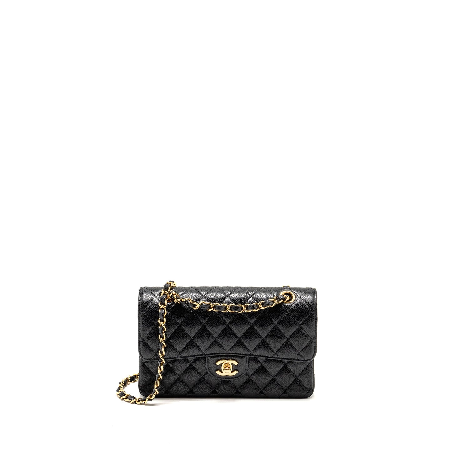 Chanel Small Classic Double Flap Bag Caviar Black  (Microchip)