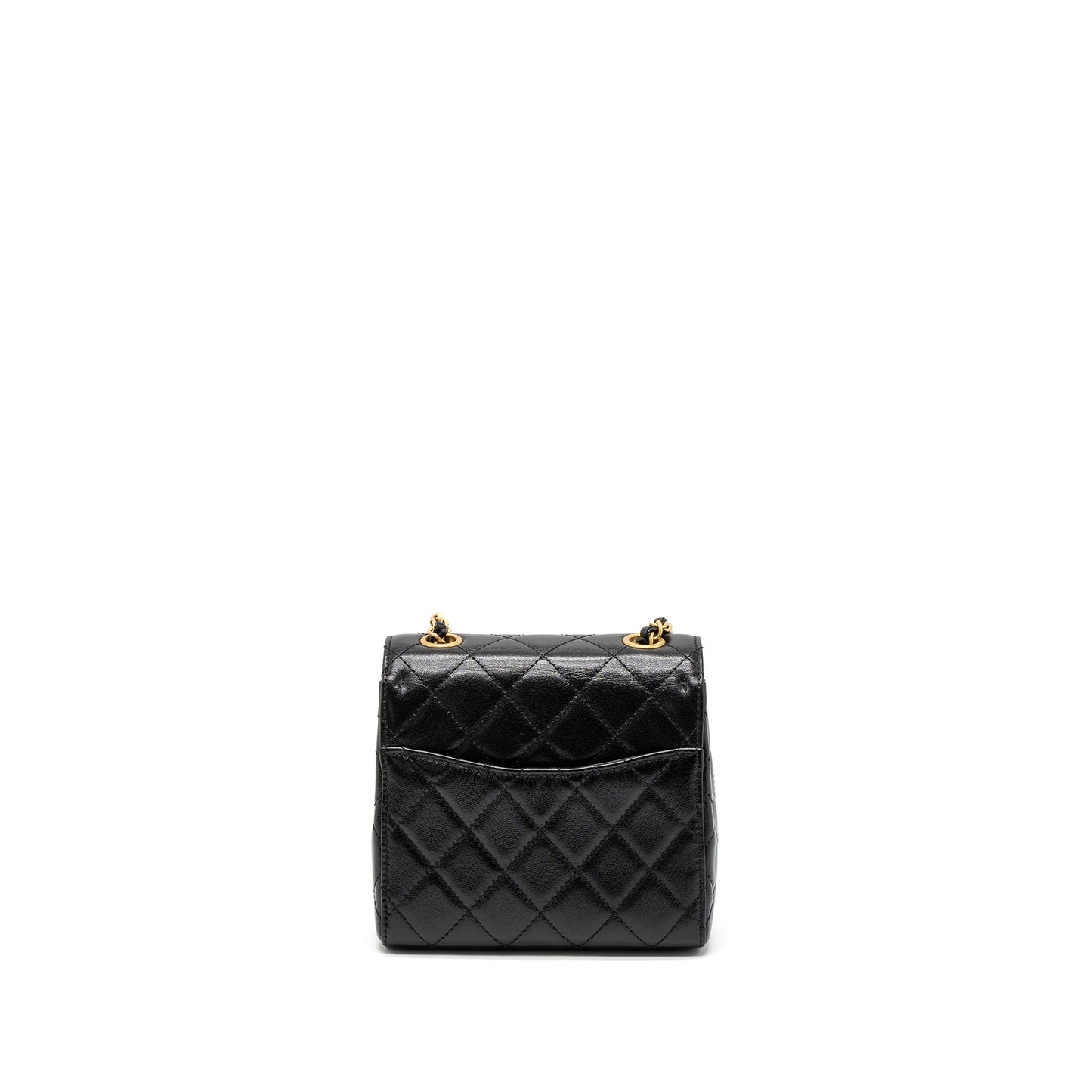 Chanel 22K Retro New Classic Square Mini Flap Bag Goatskin Black Brushed  (Microchip)