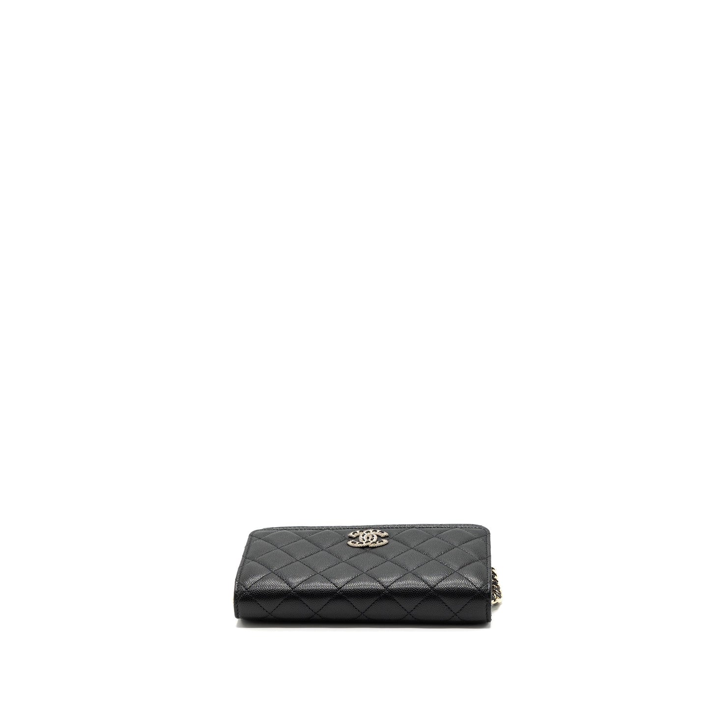 Chanel Detailed Logo Wallet On Chain Caviar Black L (microchip)