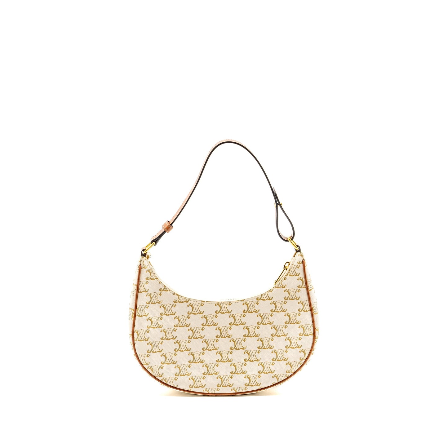 Celine Medium Ava Purse Triomphe Canvas/Calfskin White/Brown