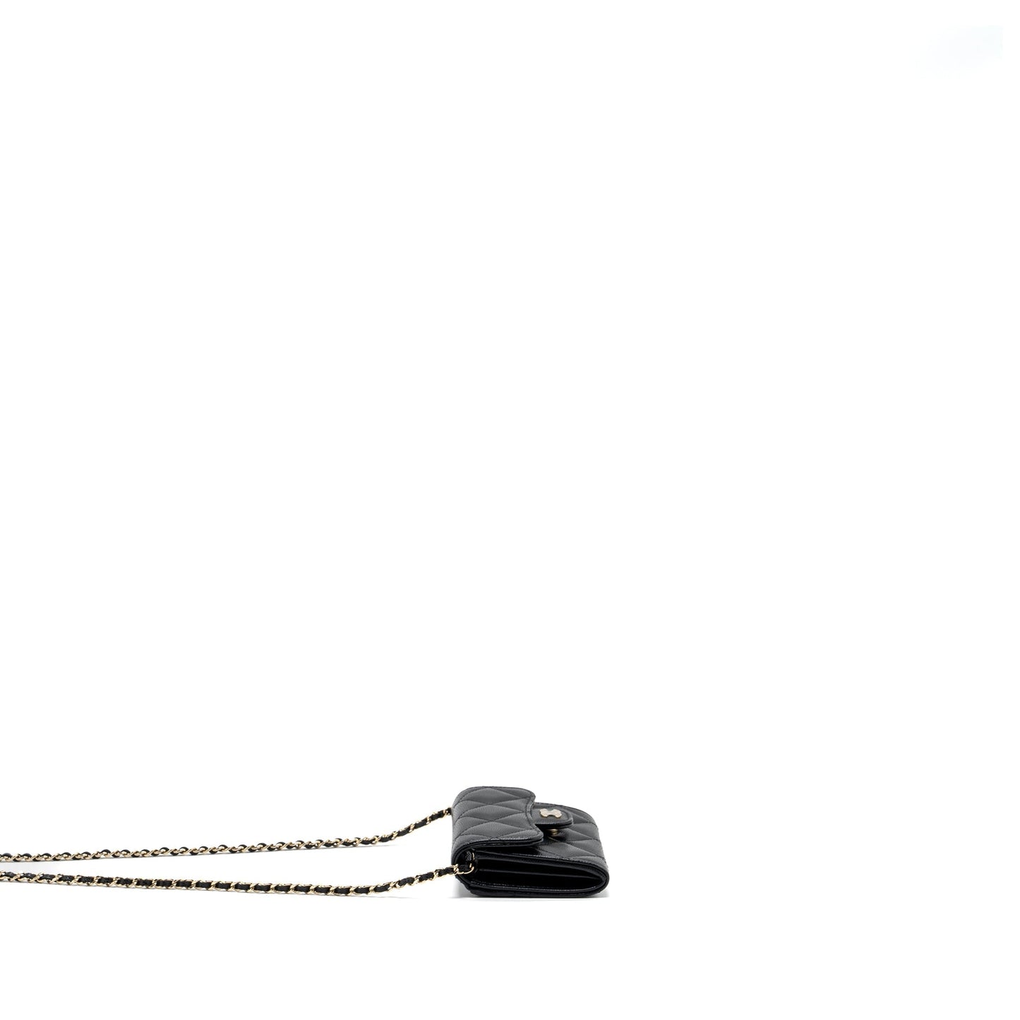 Chanel Card Holder With Chain Caviar Black L