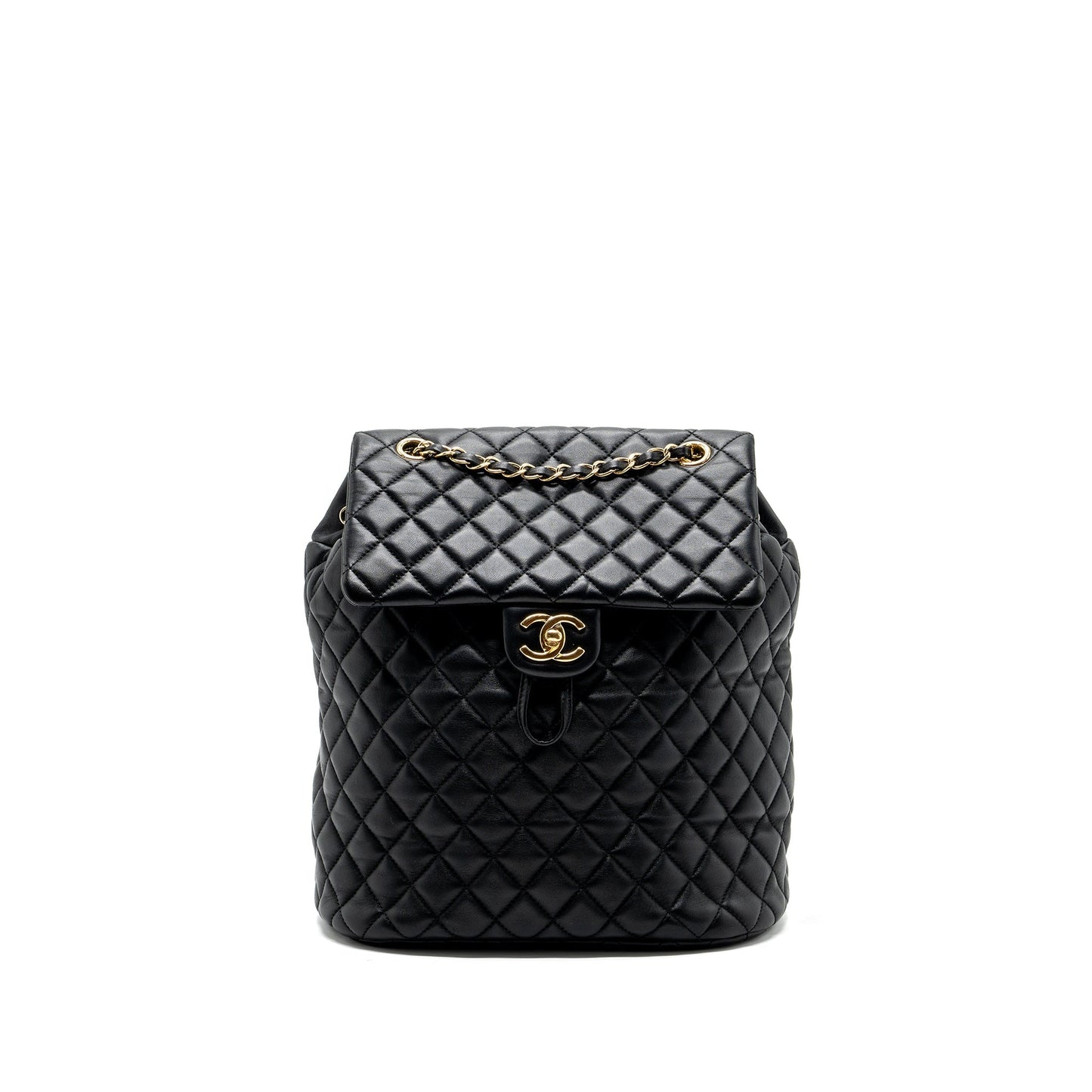 Chanel quilted flap backpack lambskin black
