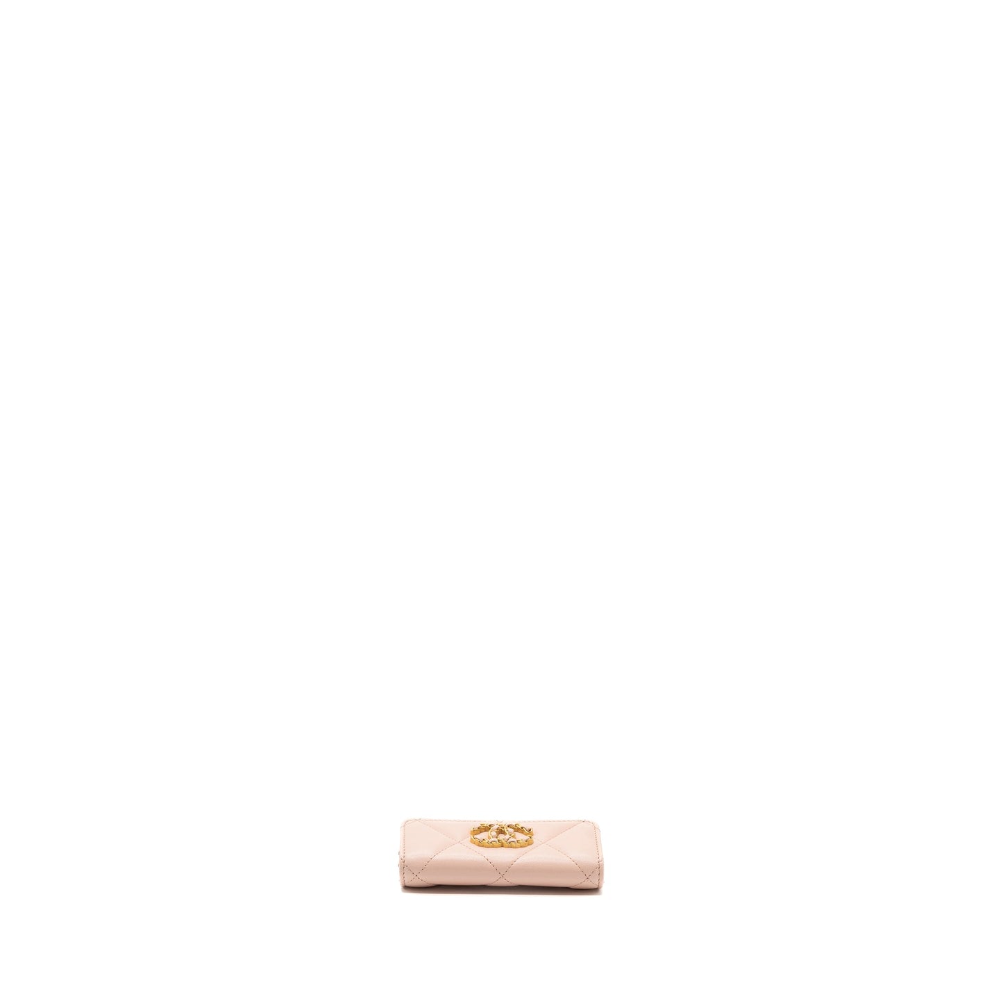 Chanel 19 Card Holder Lambskin Light Pink  (microchip)