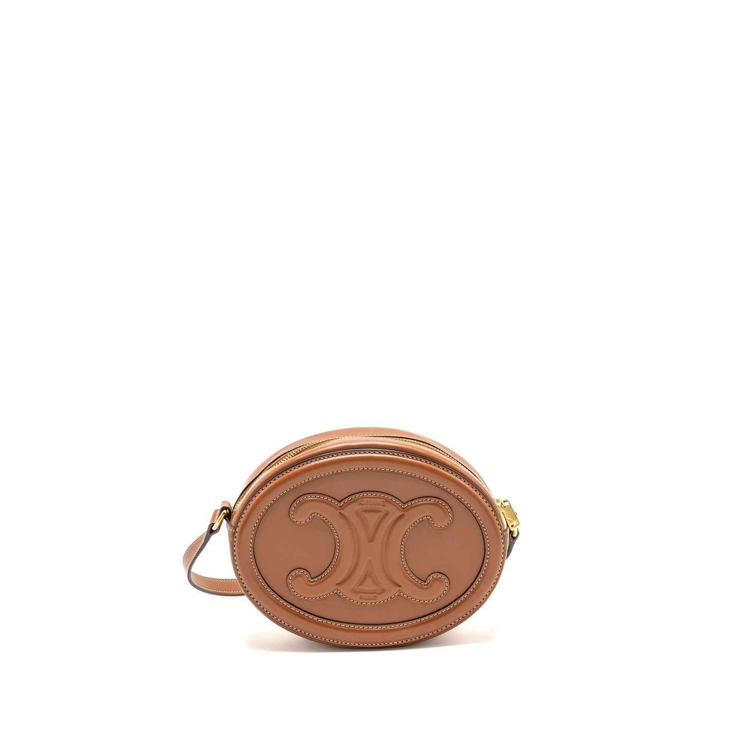 Celine Oval Purse Triomphe Smooth Calfskin Tan