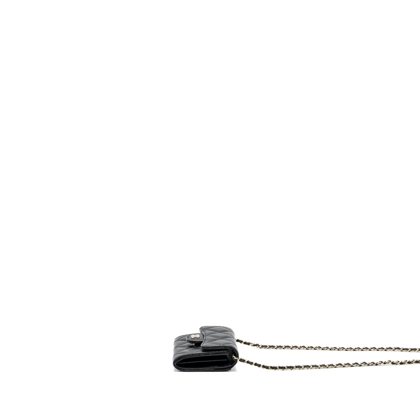 Chanel Card Holder With Chain Caviar Black L