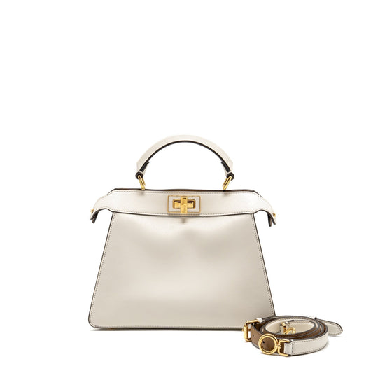 Fendi Small Peekaboo ISeeU Purse Napa Leather White/Beige