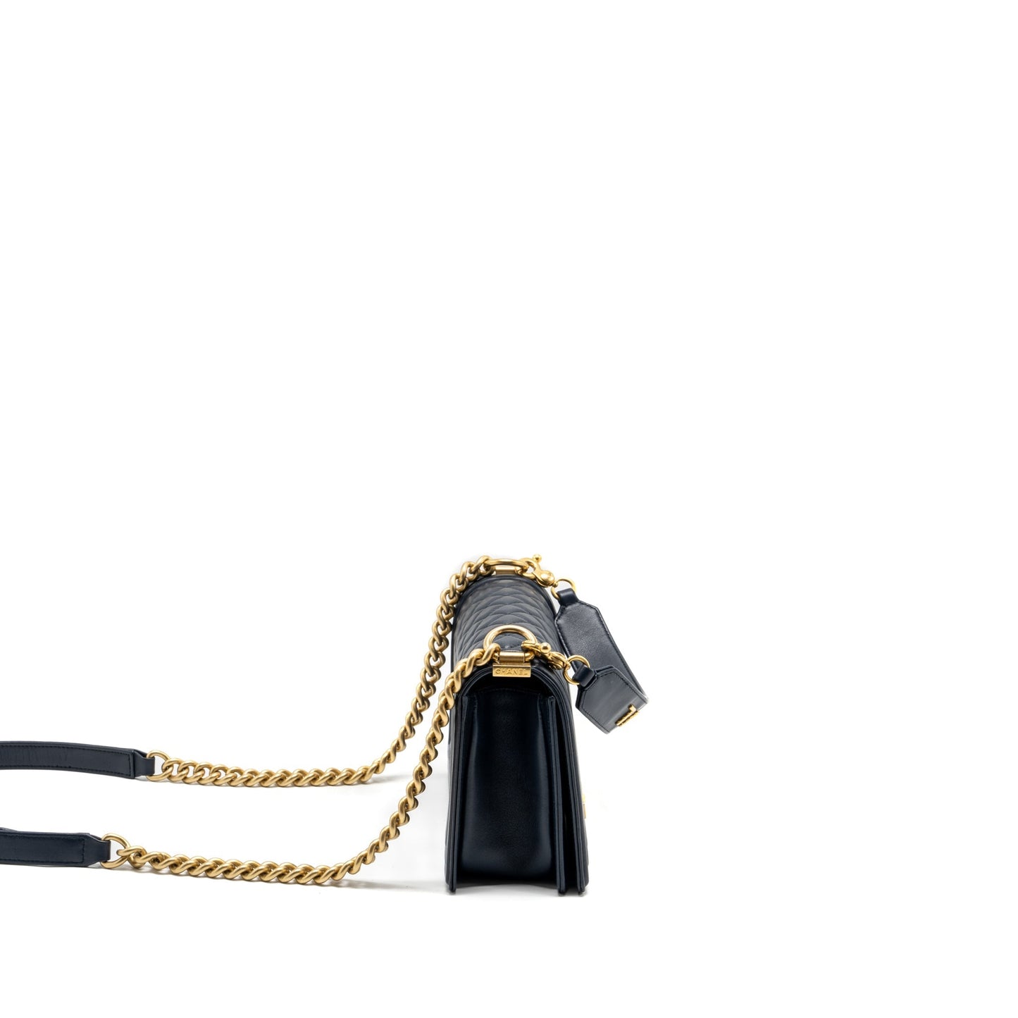 Chanel 20B medium boy bag with top handle Calfskin navy