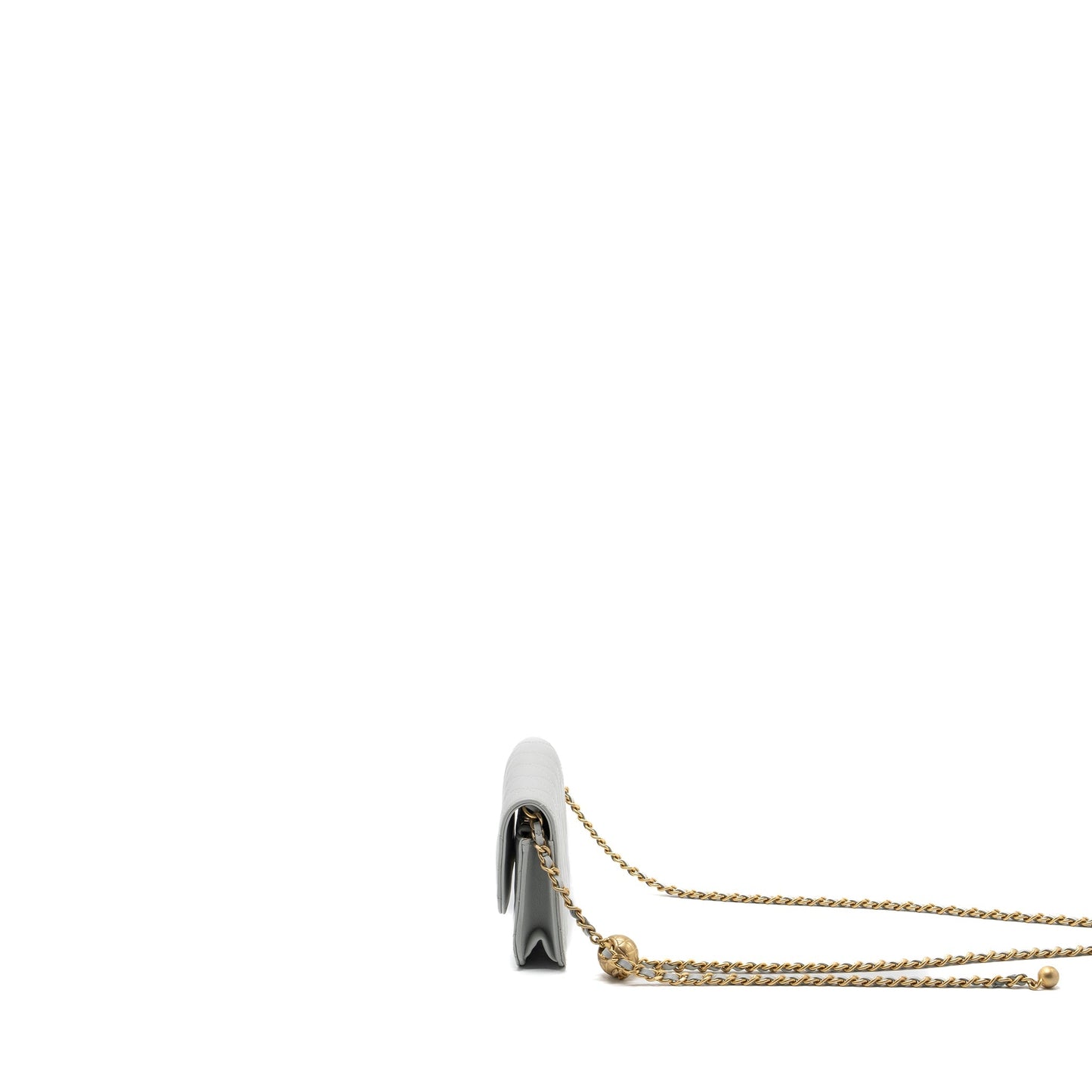 Chanel Pearl Crush Mini Wallet On Chain Lambskin Light Grey Brushed (Microchip)