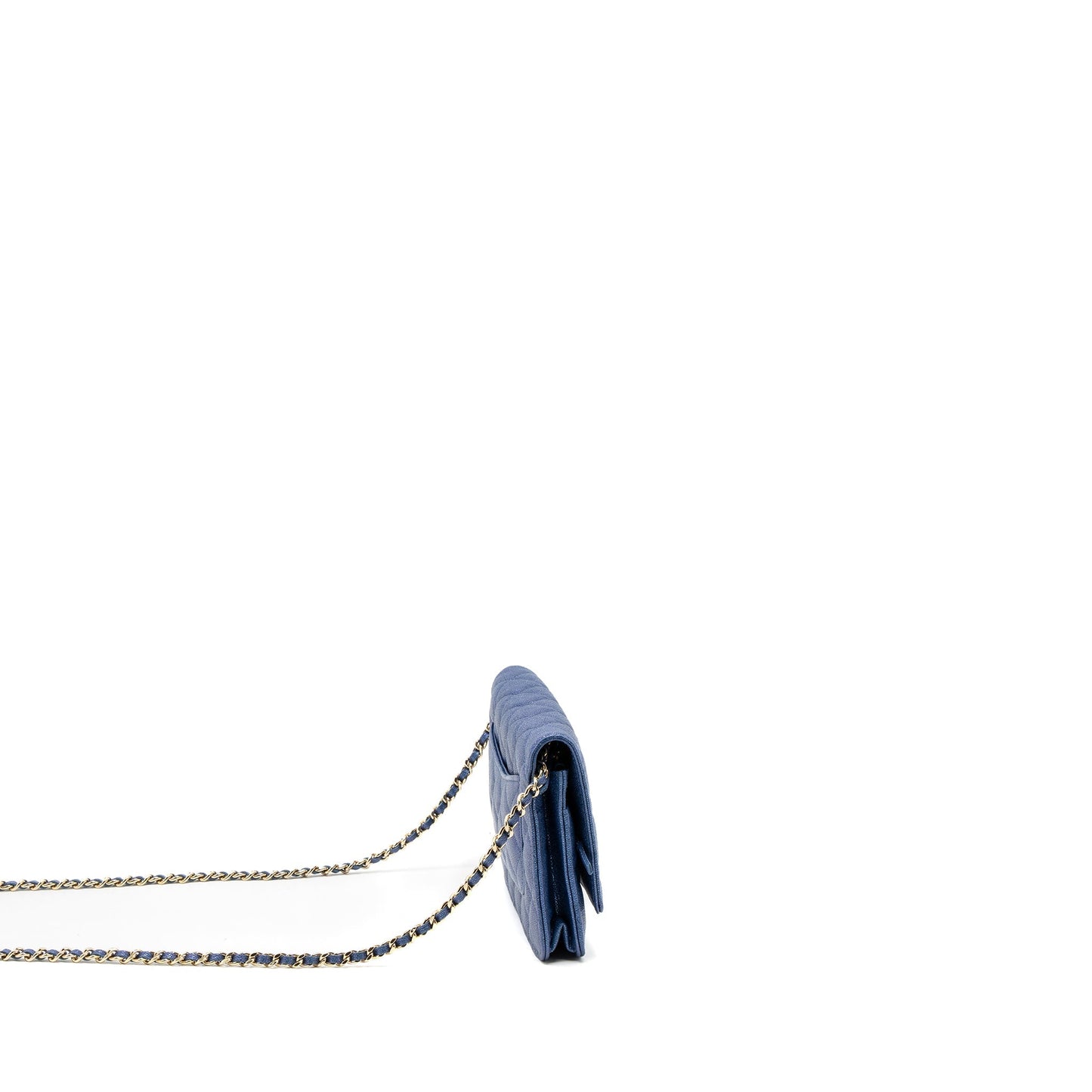 Chanel Classic Wallet On Chain Caviar Iridescent Blue L