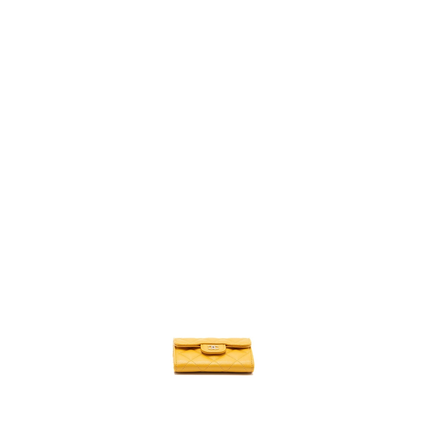 Chanel Classic Flap Card Holder Caviar Yellow L (mircochip)