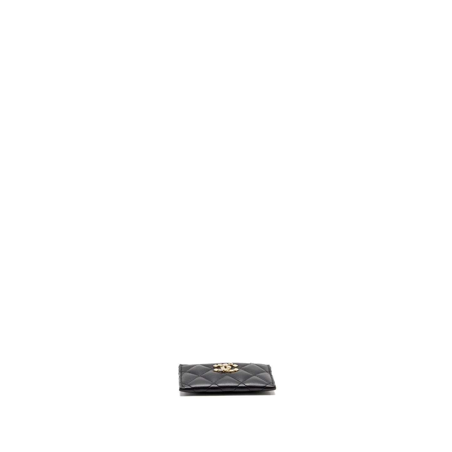 Chanel Detail CC Logo Card Holder Lambskin Black L (microchip)