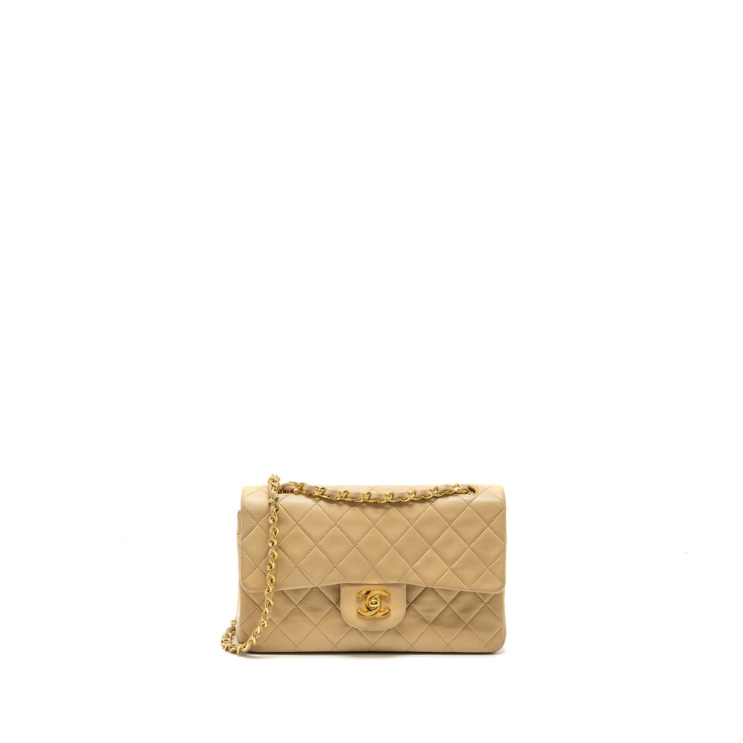 Chanel  Small classic flap bag lambskin beige