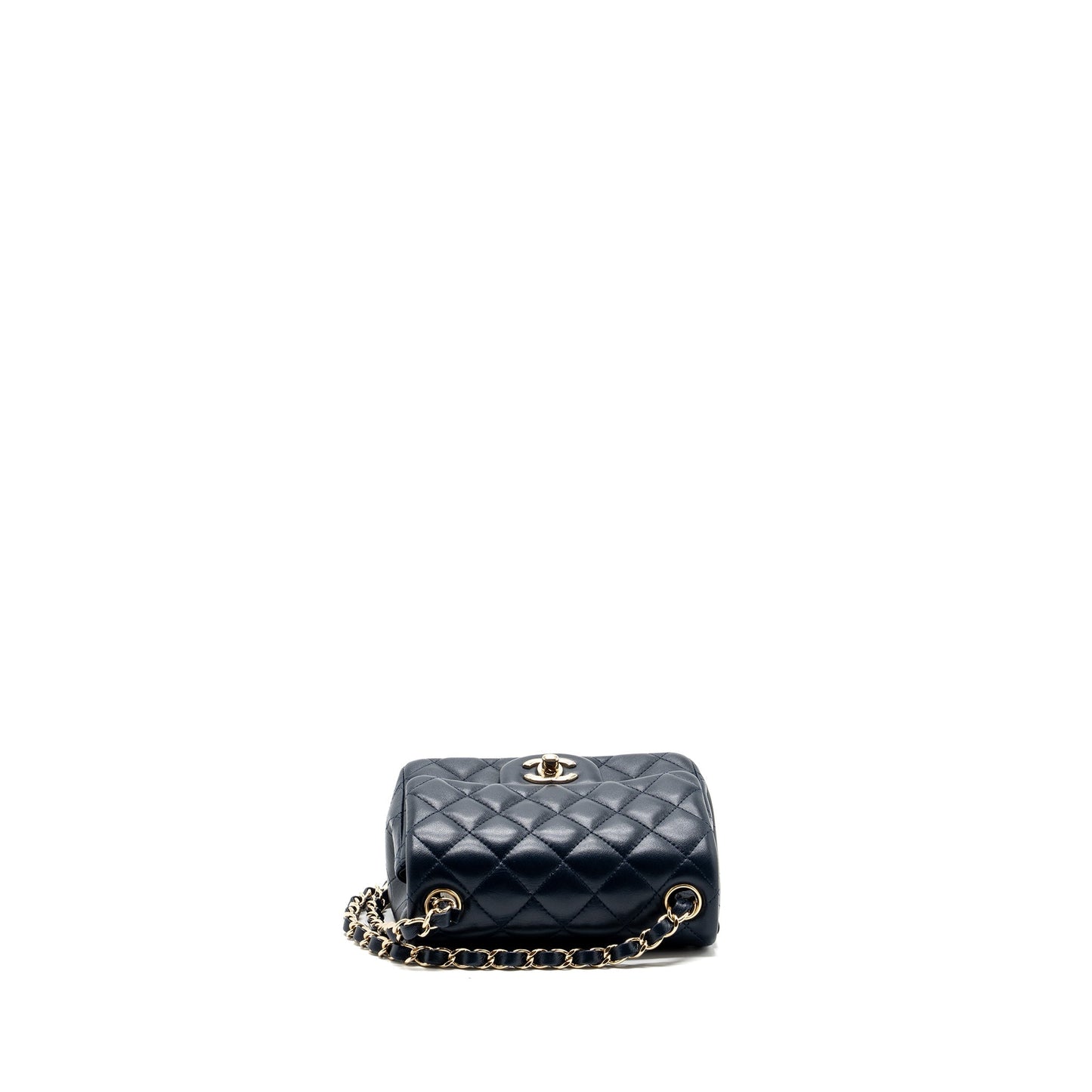 Chanel Classic Mini Square Flap Bag Lambskin Dark Blue L