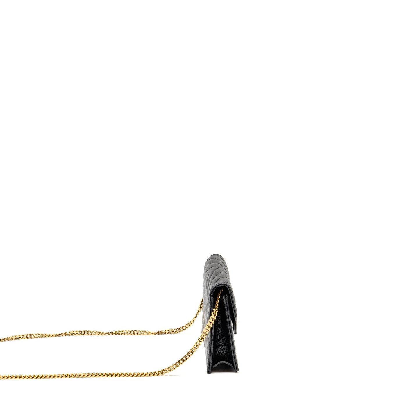 Saint Laurent/ Envelope Chain Wallet Grained Calfskin Black