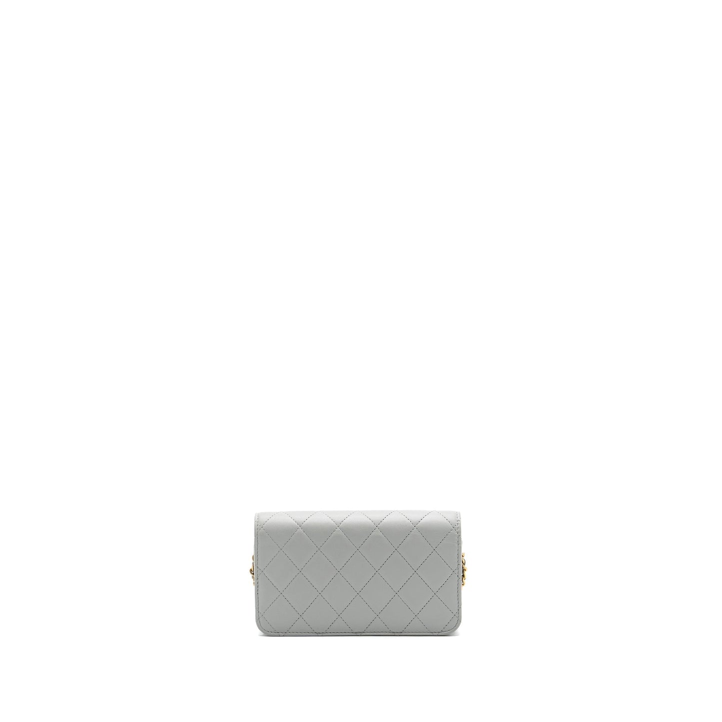 Chanel Pearl Crush Mini Wallet On Chain Lambskin Light Grey Brushed (Microchip)