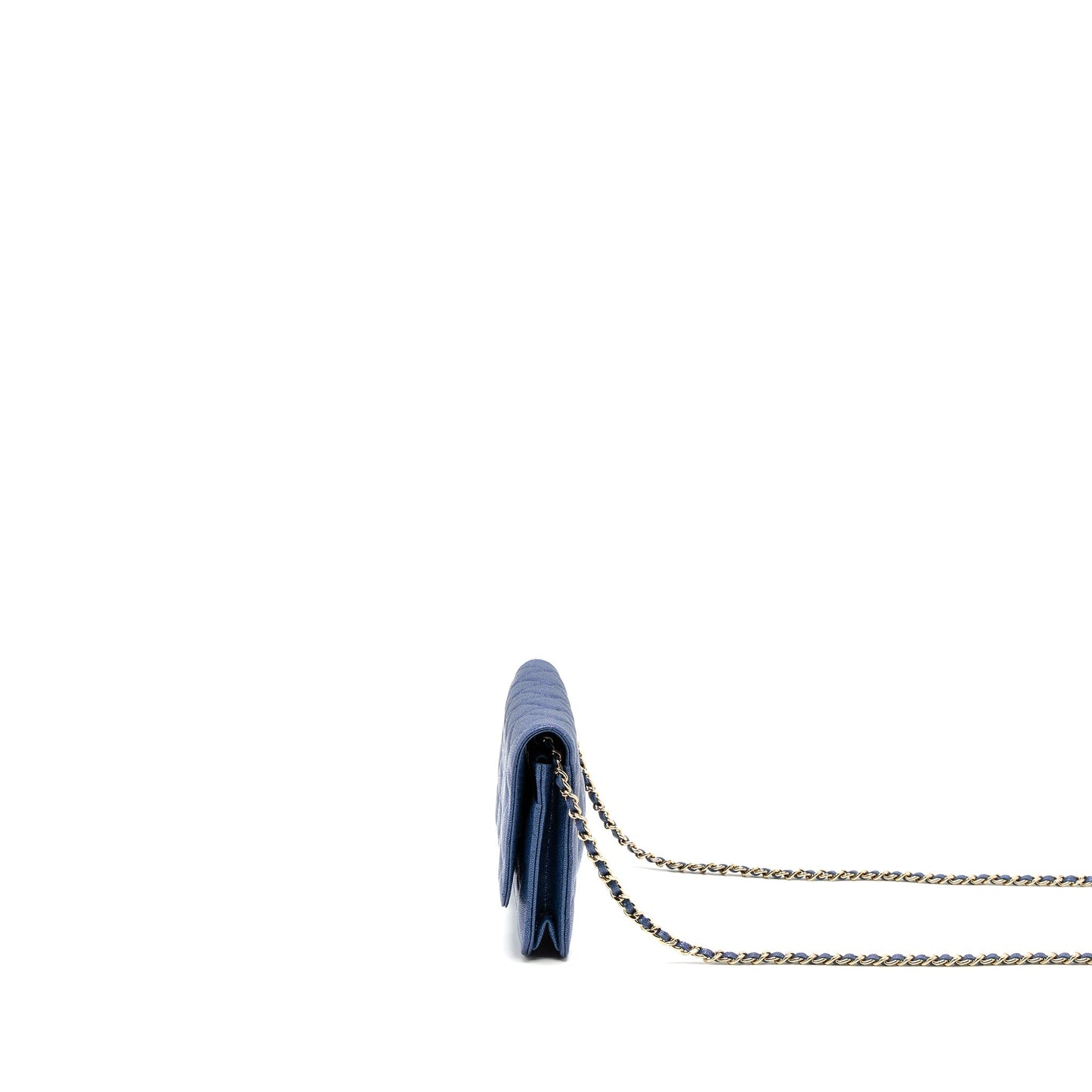 Chanel Classic Wallet On Chain Caviar Iridescent Blue L