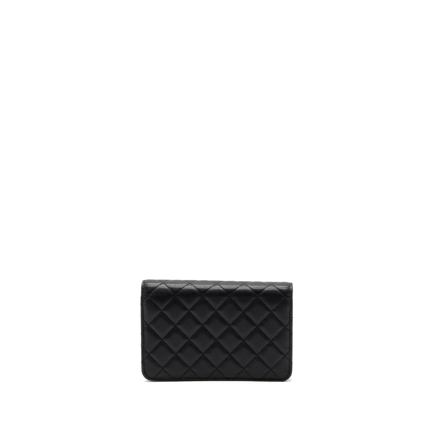 Chanel Detailed Logo Wallet On Chain Caviar Black L (microchip)