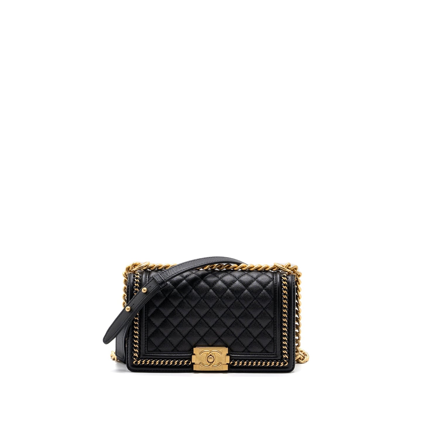 Chanel Medium Boy Bag Limited Edition Caviar Black  (microchip)