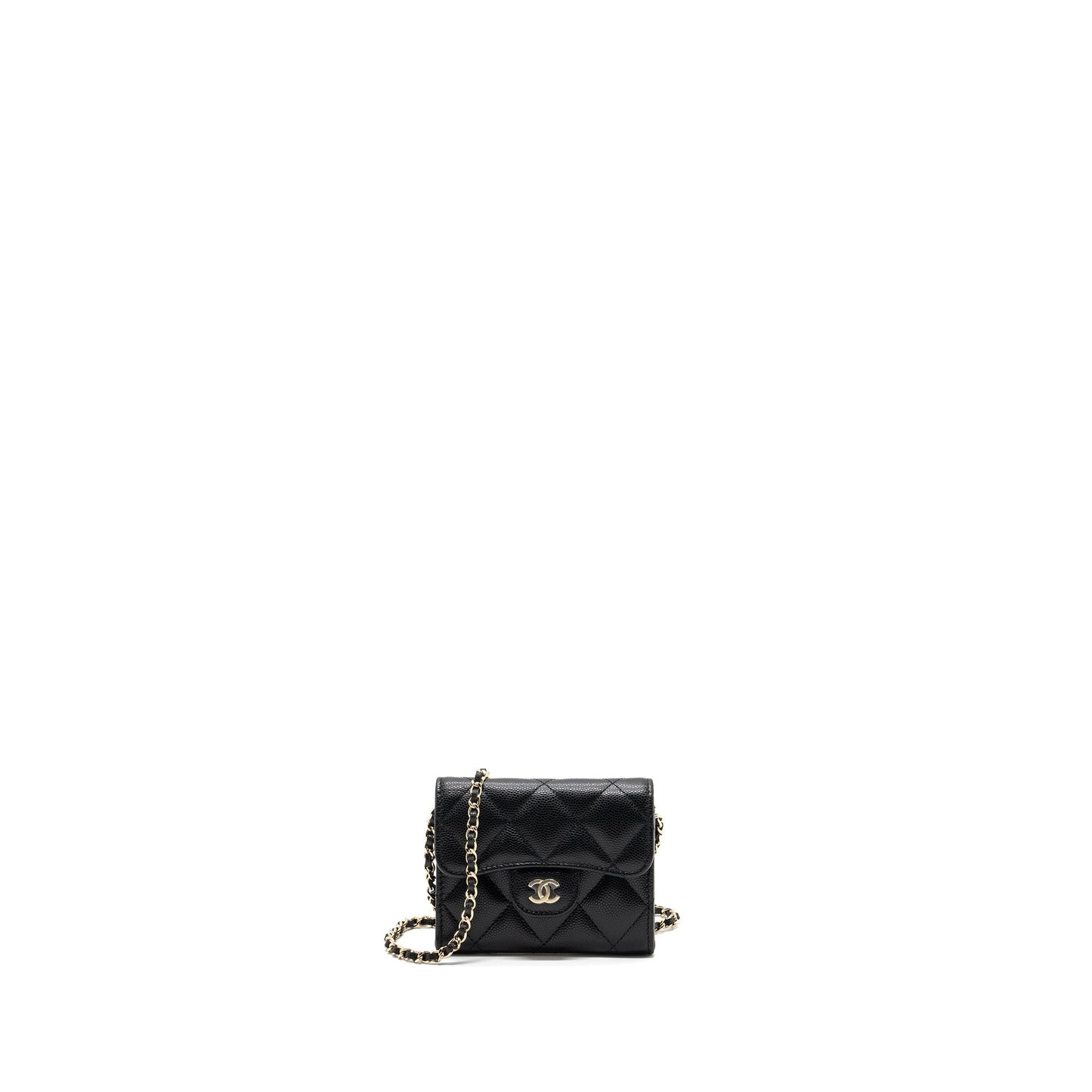 Chanel Card Holder With Chain Caviar Black L