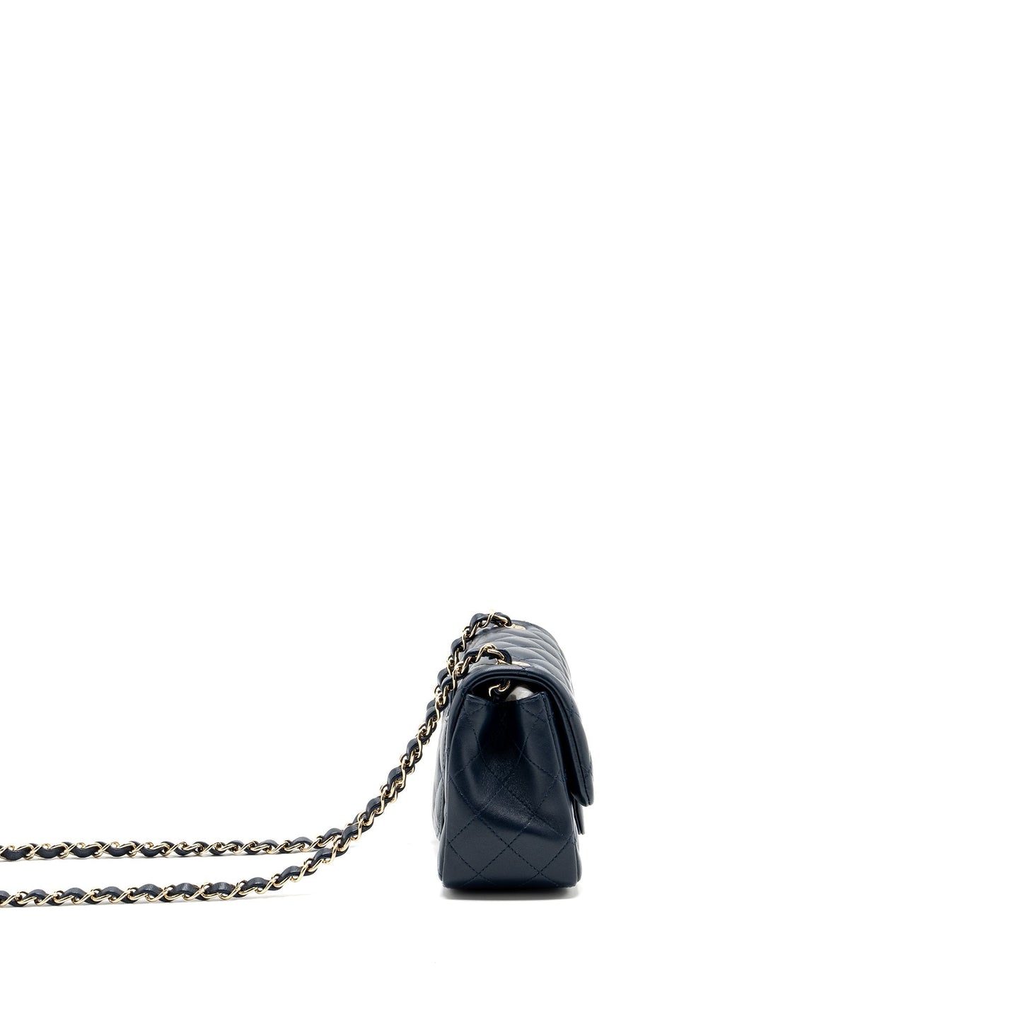 Chanel Classic Mini Square Flap Bag Lambskin Dark Blue L