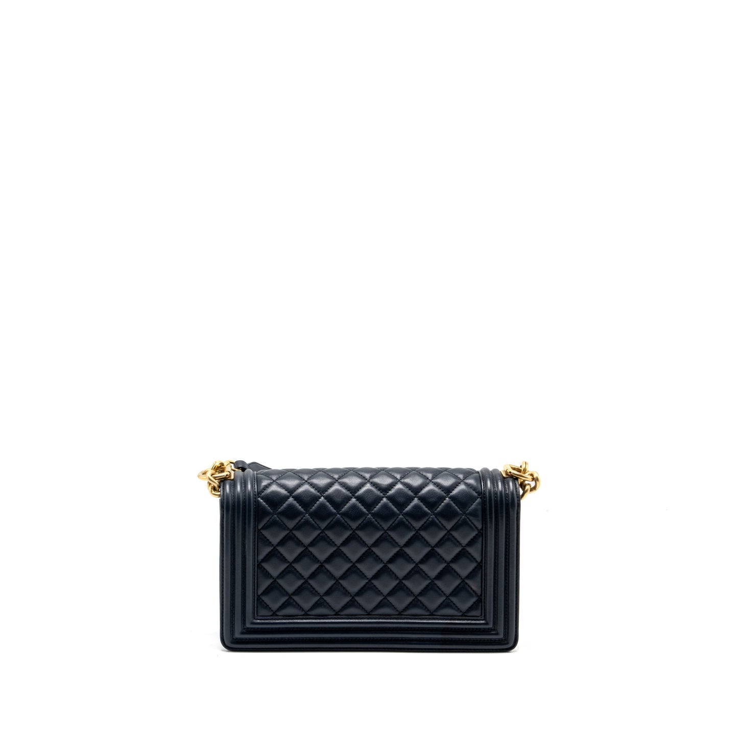 Chanel 20B medium boy bag with top handle Calfskin navy