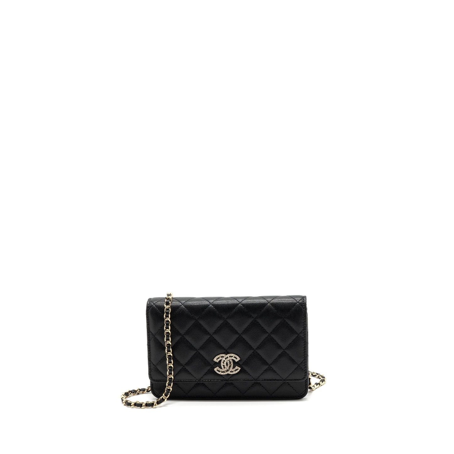 Chanel Detailed Logo Wallet On Chain Caviar Black L (microchip)