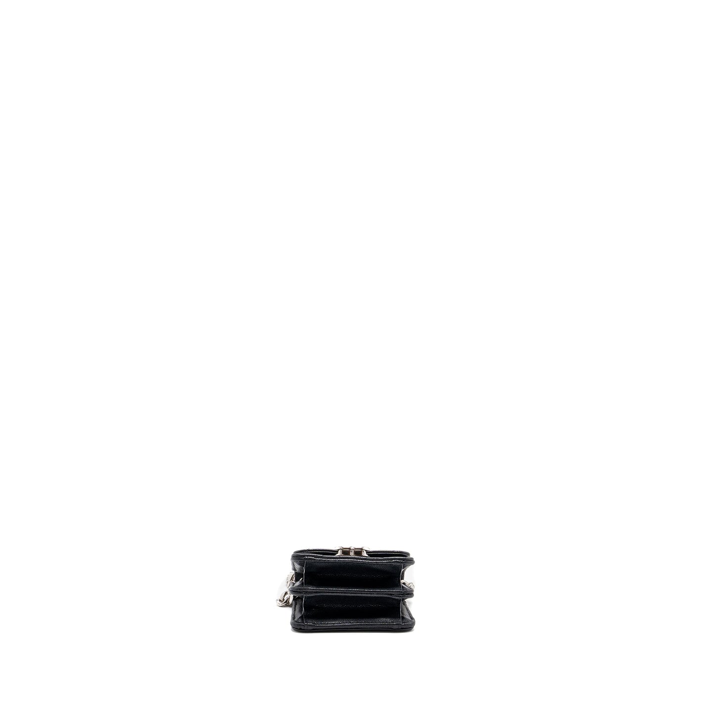 CHANEL MINI FLAP BAG WITH Coco Enamel CHAIN CAVIAR BLACK