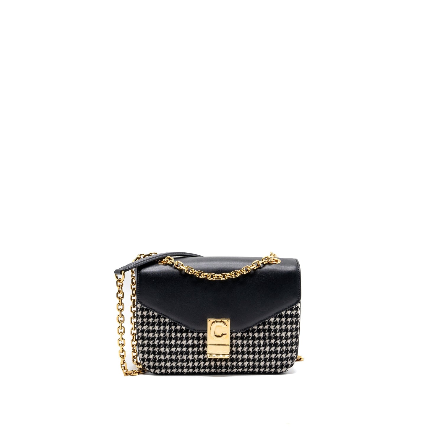 Celine Medium C Purse Tweed/ Leather Black/ White