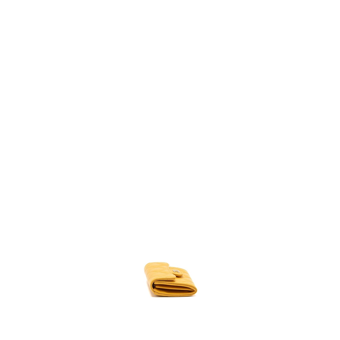 Chanel Classic Flap Card Holder Caviar Yellow L (mircochip)