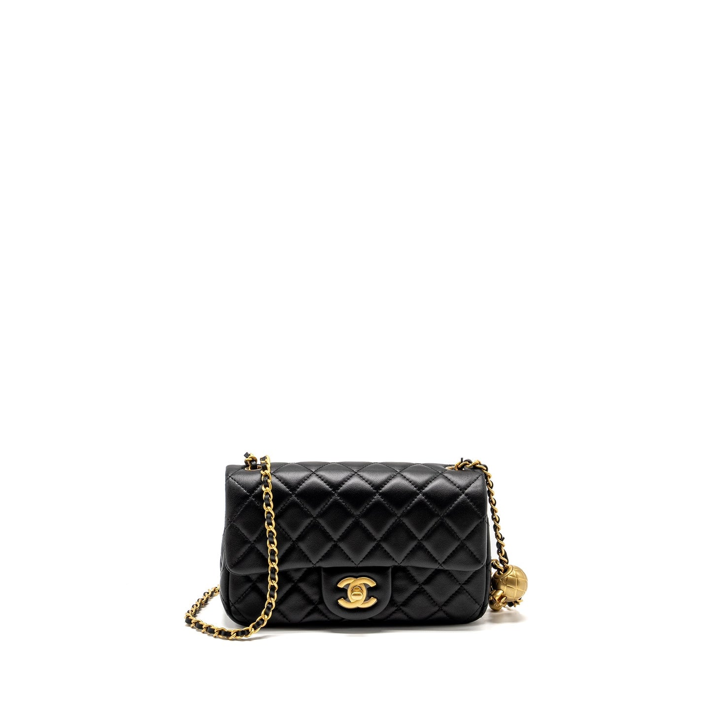 Chanel Pearl Crush mini Rectangular flap bag lambskin black  (microchip)