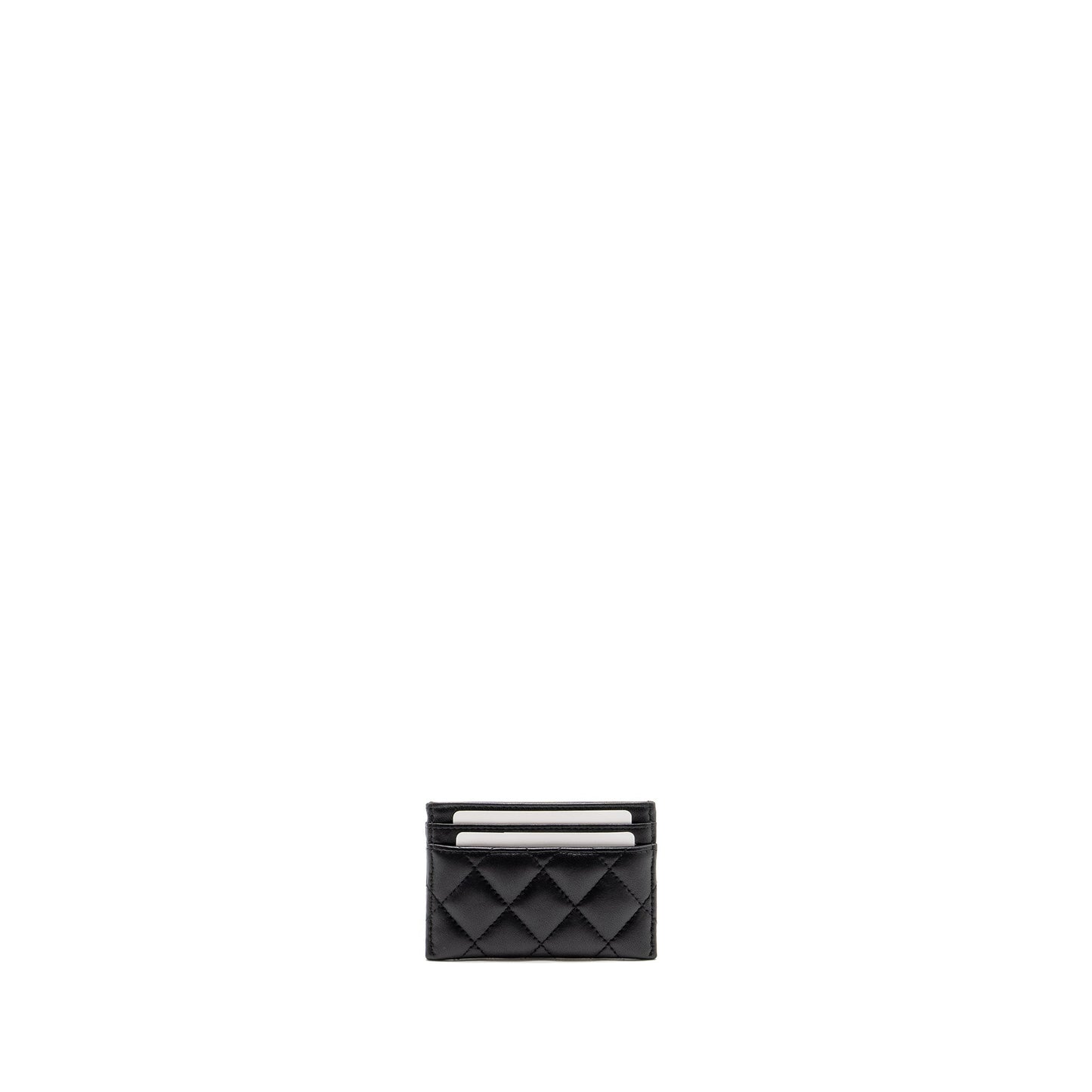 Chanel Detail CC Logo Card Holder Lambskin Black L (microchip)