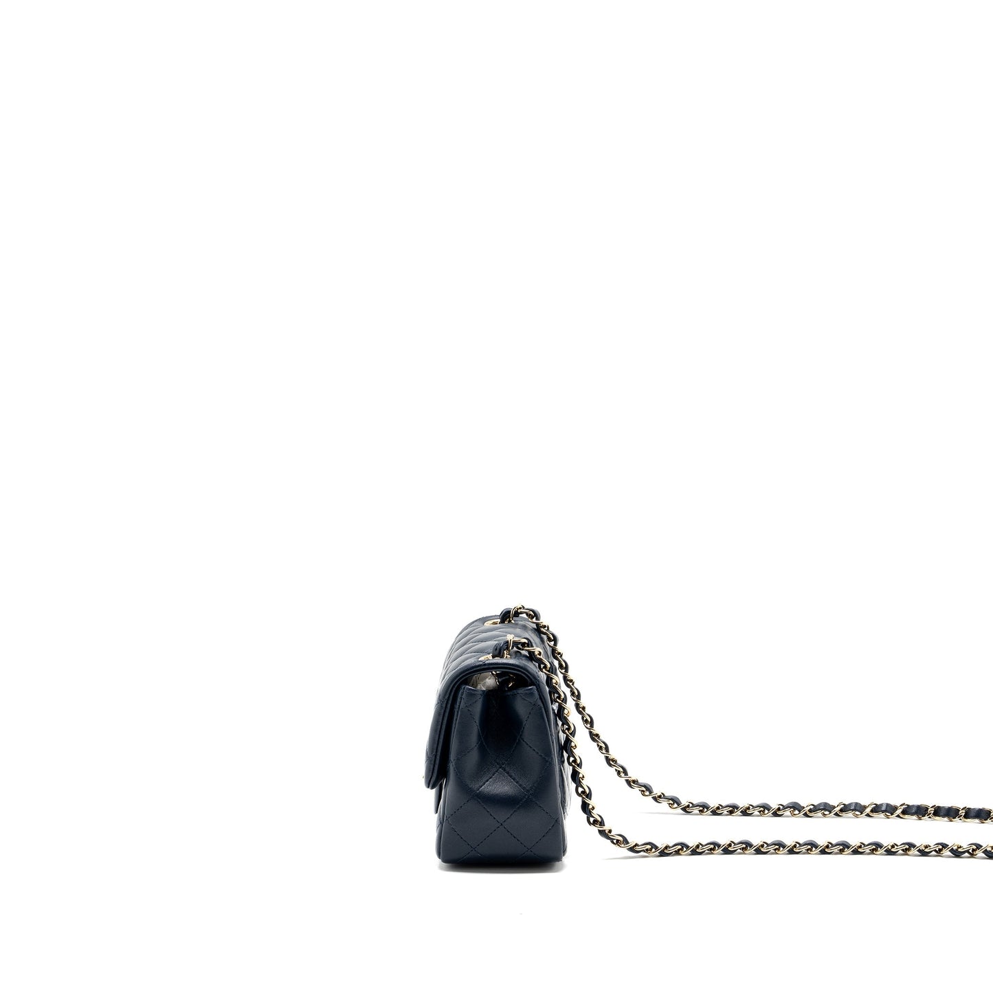 Chanel Classic Mini Square Flap Bag Lambskin Dark Blue L