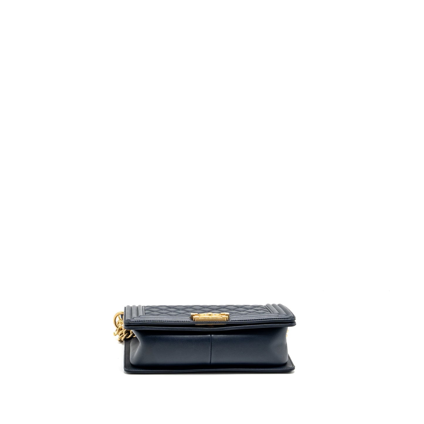 Chanel 20B medium boy bag with top handle Calfskin navy