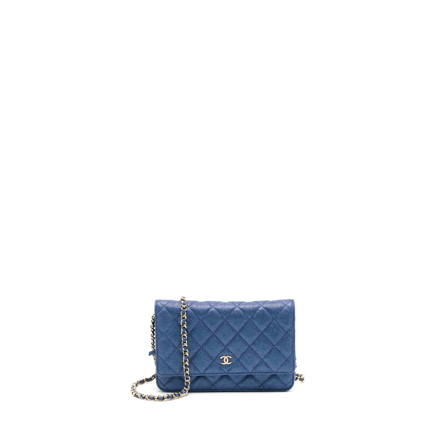 Chanel Classic Wallet On Chain Caviar Iridescent Blue L