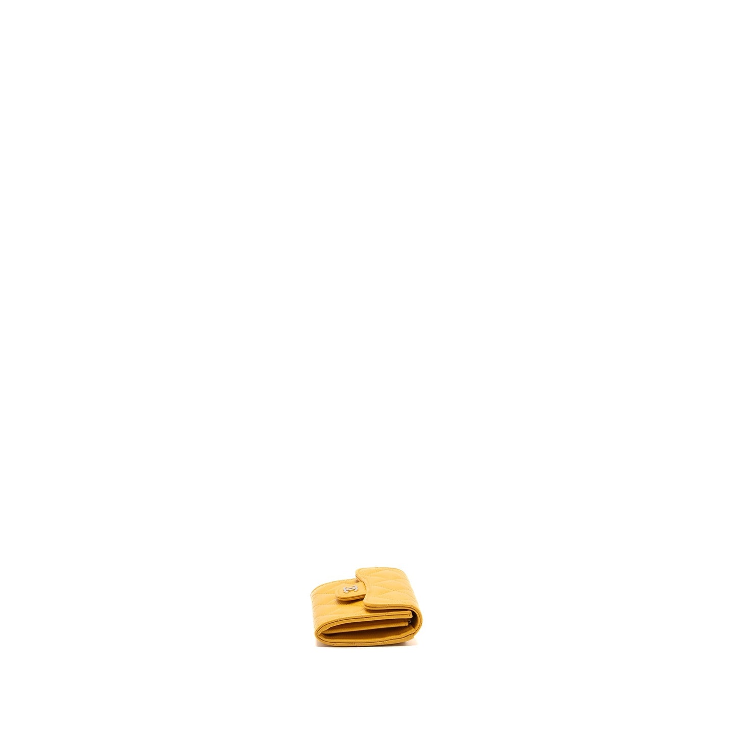 Chanel Classic Flap Card Holder Caviar Yellow L (mircochip)