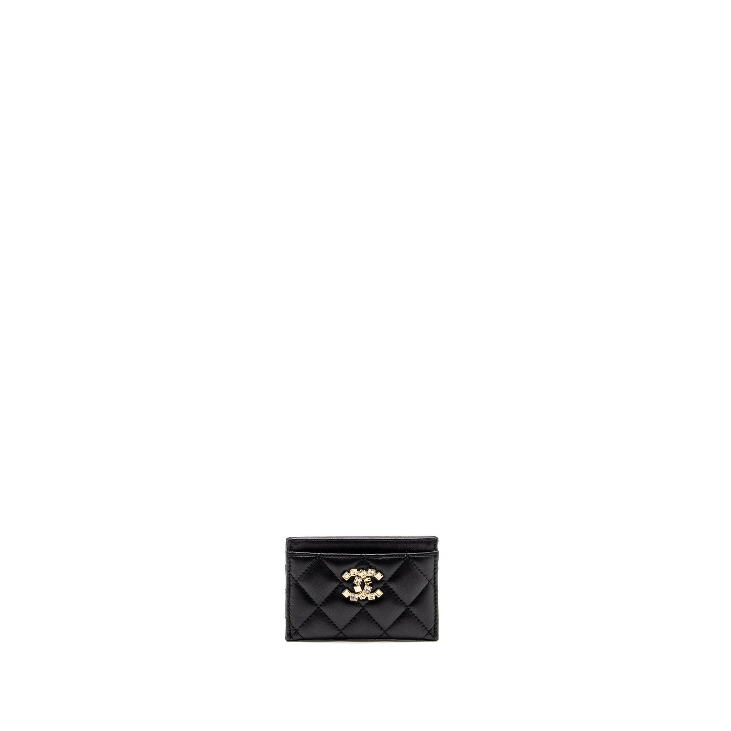 Chanel Detail CC Logo Card Holder Lambskin Black L (microchip)