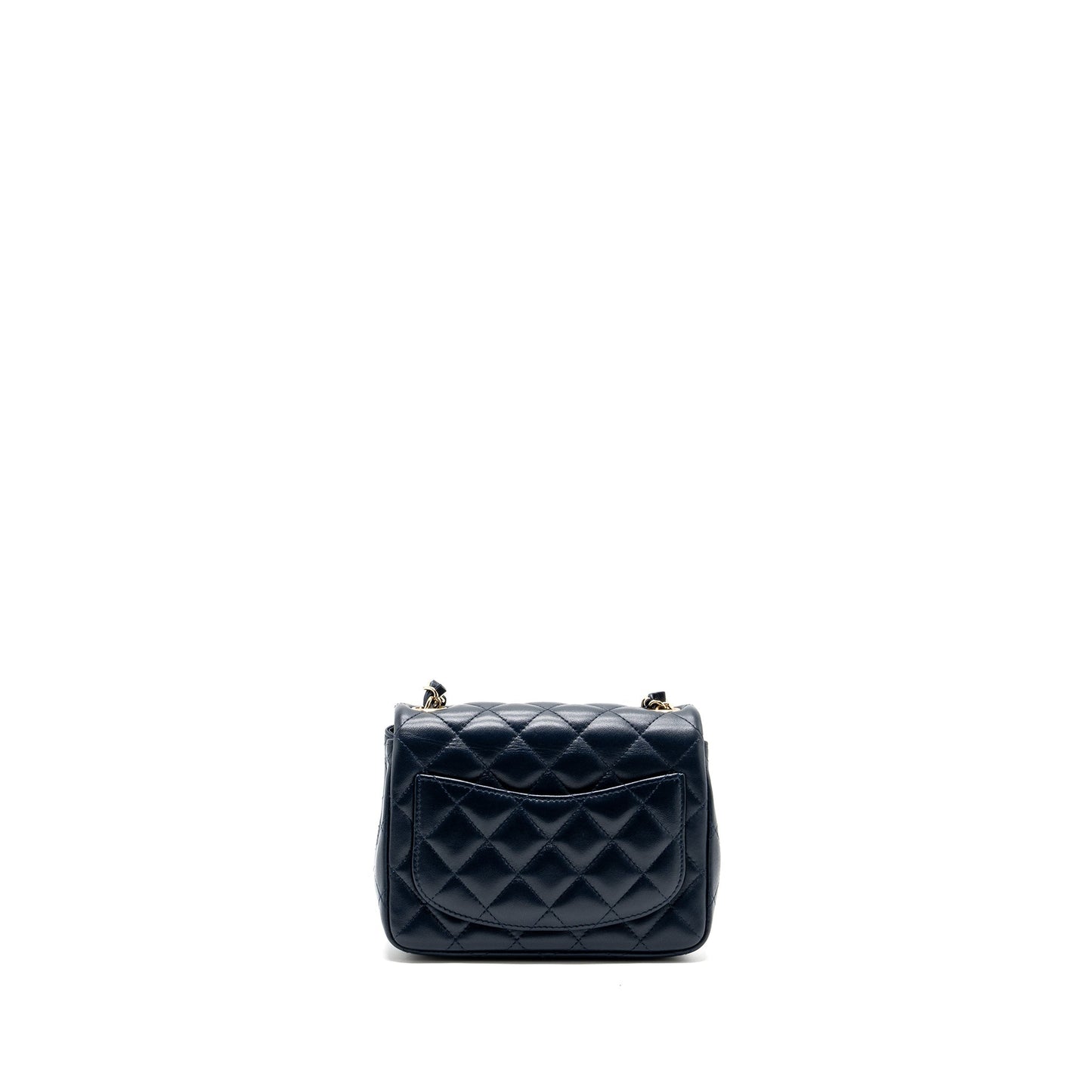 Chanel Classic Mini Square Flap Bag Lambskin Dark Blue L