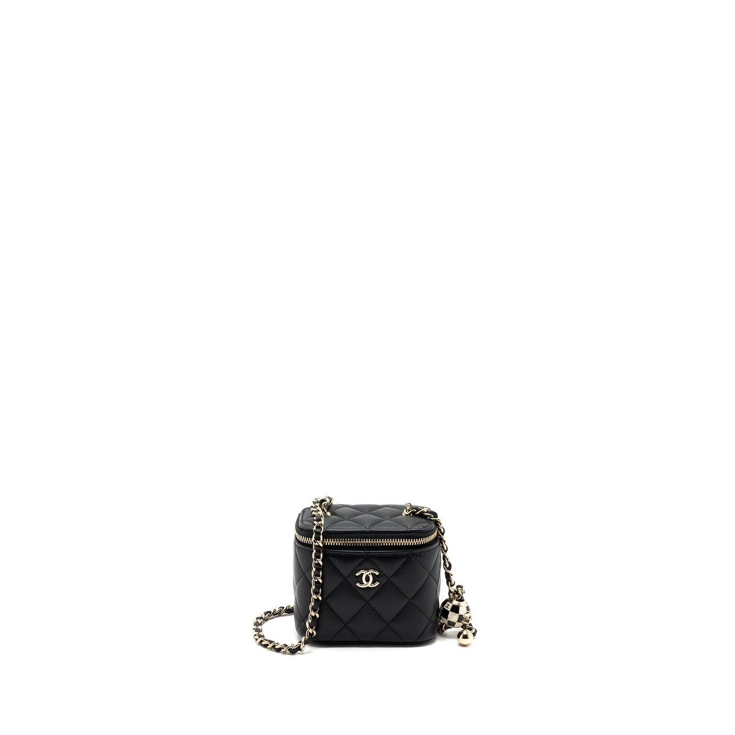 Chanel Pearl Crush Mini Vanity Case Lambskin Black L(microchip)
