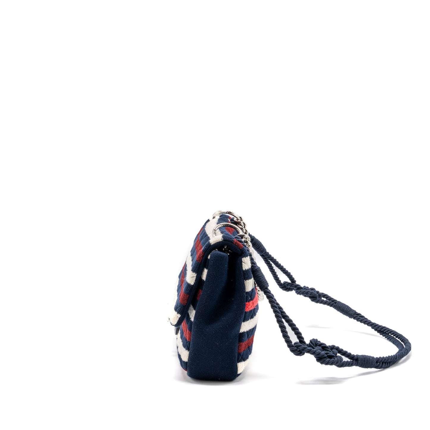 Chanel quilted flap bag fabric multicolour blue / red / white