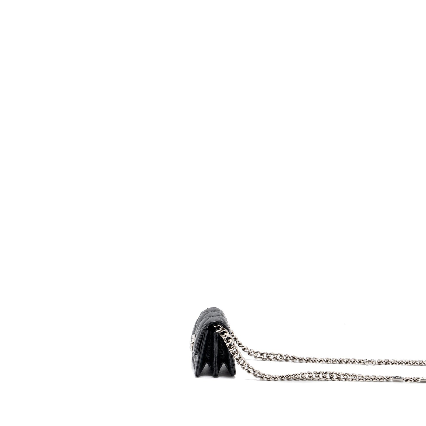 CHANEL MINI FLAP BAG WITH Coco Enamel CHAIN CAVIAR BLACK