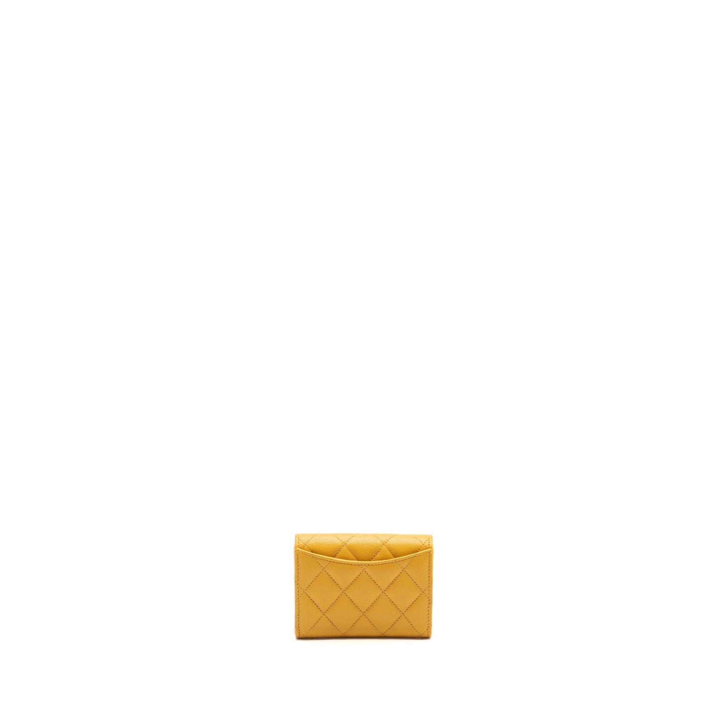 Chanel Classic Flap Card Holder Caviar Yellow L (mircochip)